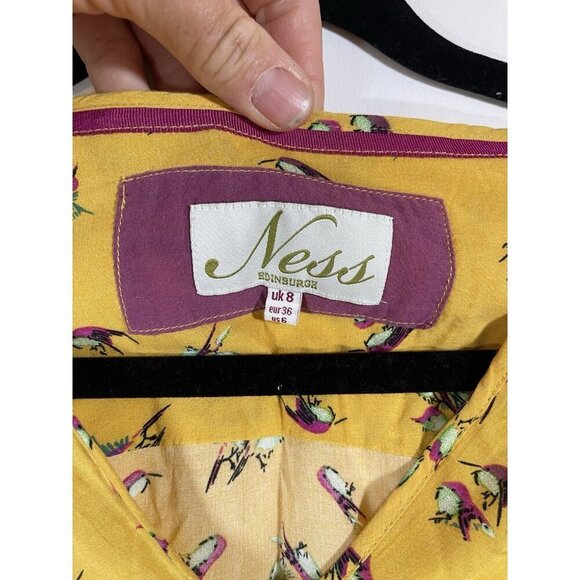 Anthropologie Yellow Bird Floral Long Sleeve Lightweight Blouse Boho Hippie Sz 6 - Picture 2 of 5